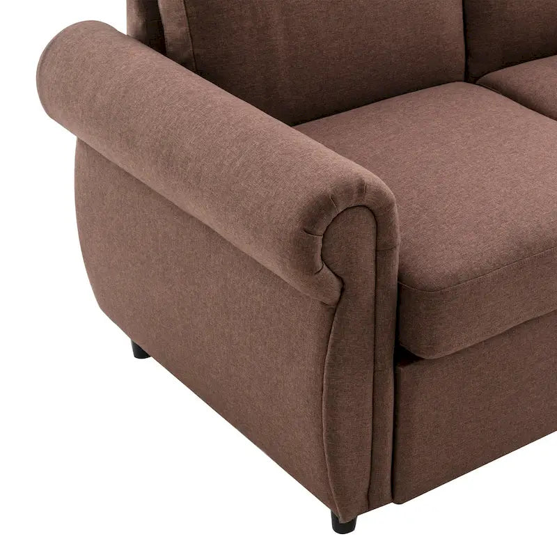 Canapé-lit convertible 2 places gris / marron / noir, avec ports USB