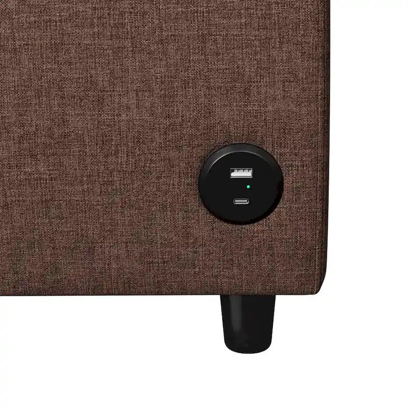 Canapé-lit convertible 2 places gris / marron / noir, avec ports USB