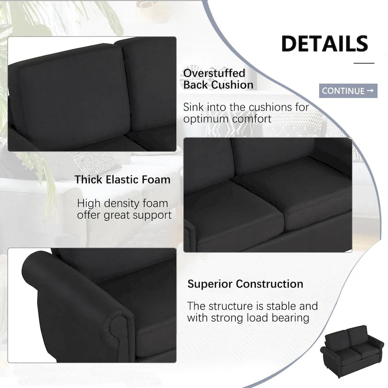 Canapé-lit convertible 2 places gris / marron / noir, avec ports USB