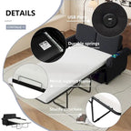 Canapé-lit convertible 2 places gris / marron / noir, avec ports USB