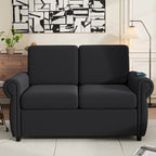Canapé-lit convertible 2 places gris / marron / noir, avec ports USB