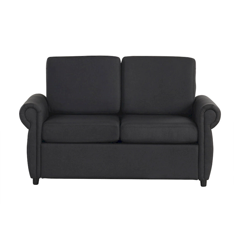 Canapé-lit convertible 2 places gris / marron / noir, avec ports USB