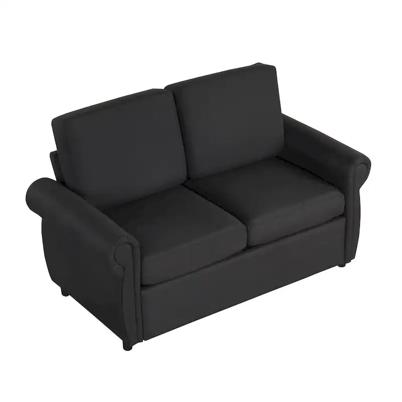 Canapé-lit convertible 2 places gris / marron / noir, avec ports USB