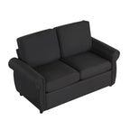 Canapé-lit convertible 2 places gris / marron / noir, avec ports USB