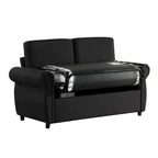 Canapé-lit convertible 2 places gris / marron / noir, avec ports USB