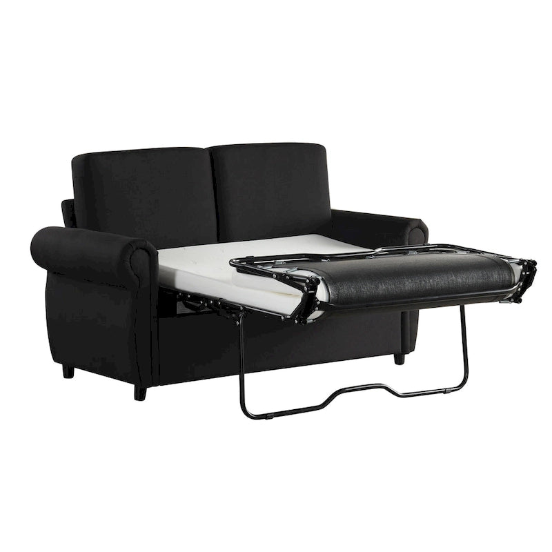 Canapé-lit convertible 2 places gris / marron / noir, avec ports USB