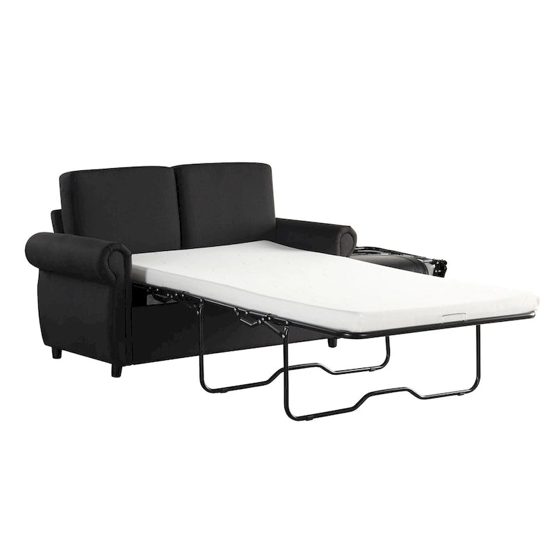Canapé-lit convertible 2 places gris / marron / noir, avec ports USB