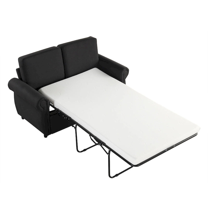 Canapé-lit convertible 2 places gris / marron / noir, avec ports USB