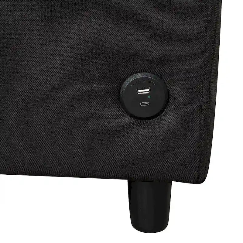 Canapé-lit convertible 2 places gris / marron / noir, avec ports USB