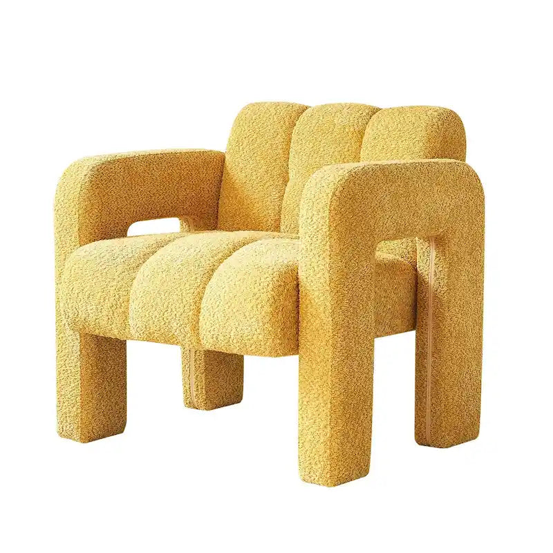 Fauteuil d'appoint en tissu bouclette gris foncé / orange / jaune / vert / beige / marine, style moderne, 1 personne