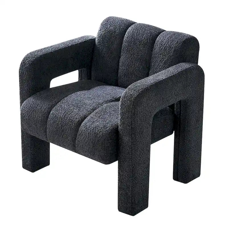 Fauteuil d'appoint en tissu bouclette gris foncé / orange / jaune / vert / beige / marine, style moderne, 1 personne