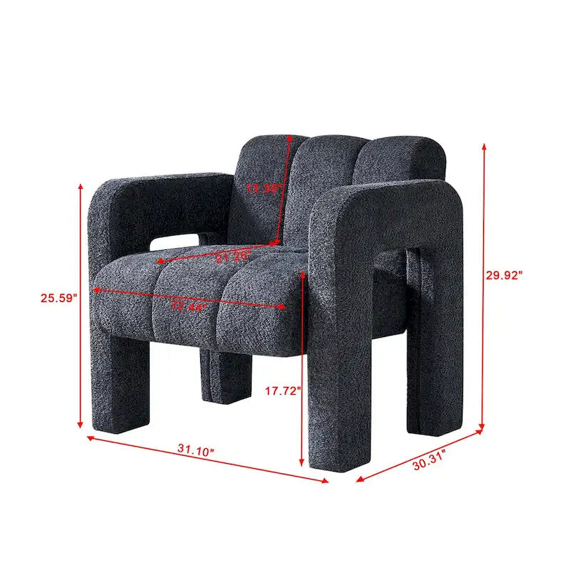 Fauteuil d'appoint en tissu bouclette gris foncé / orange / jaune / vert / beige / marine, style moderne, 1 personne