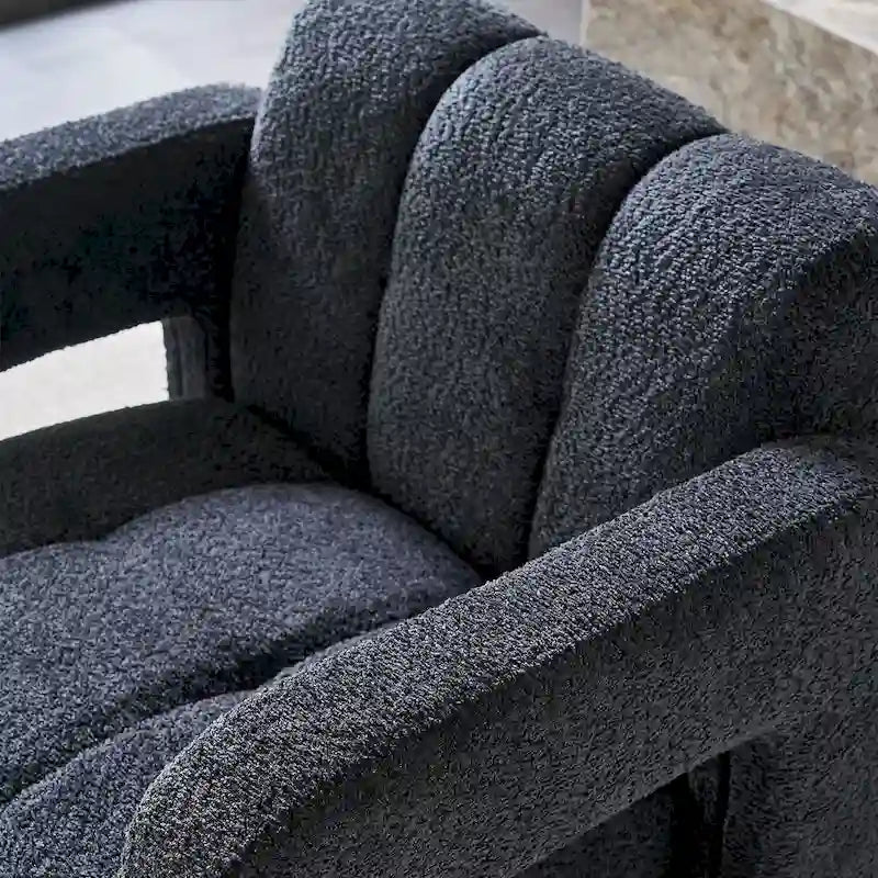Fauteuil d'appoint en tissu bouclette gris foncé / orange / jaune / vert / beige / marine, style moderne, 1 personne
