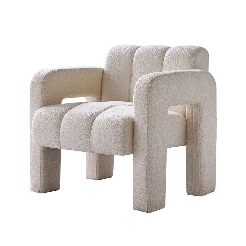Fauteuil d'appoint en tissu bouclette gris foncé / orange / jaune / vert / beige / marine, style moderne, 1 personne