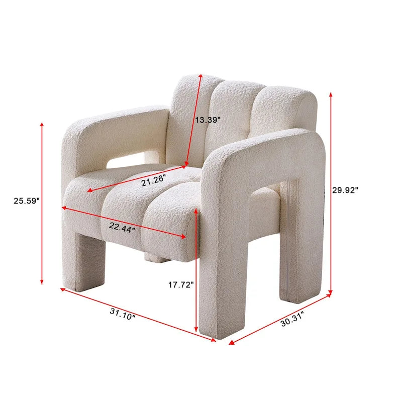 Fauteuil d'appoint en tissu bouclette gris foncé / orange / jaune / vert / beige / marine, style moderne, 1 personne
