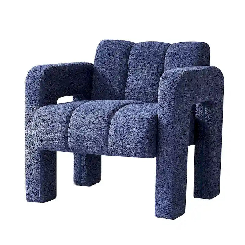 Fauteuil d'appoint en tissu bouclette gris foncé / orange / jaune / vert / beige / marine, style moderne, 1 personne