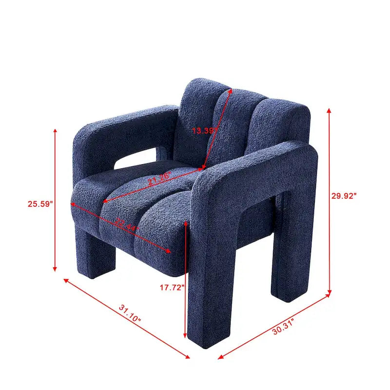 Fauteuil d'appoint en tissu bouclette gris foncé / orange / jaune / vert / beige / marine, style moderne, 1 personne