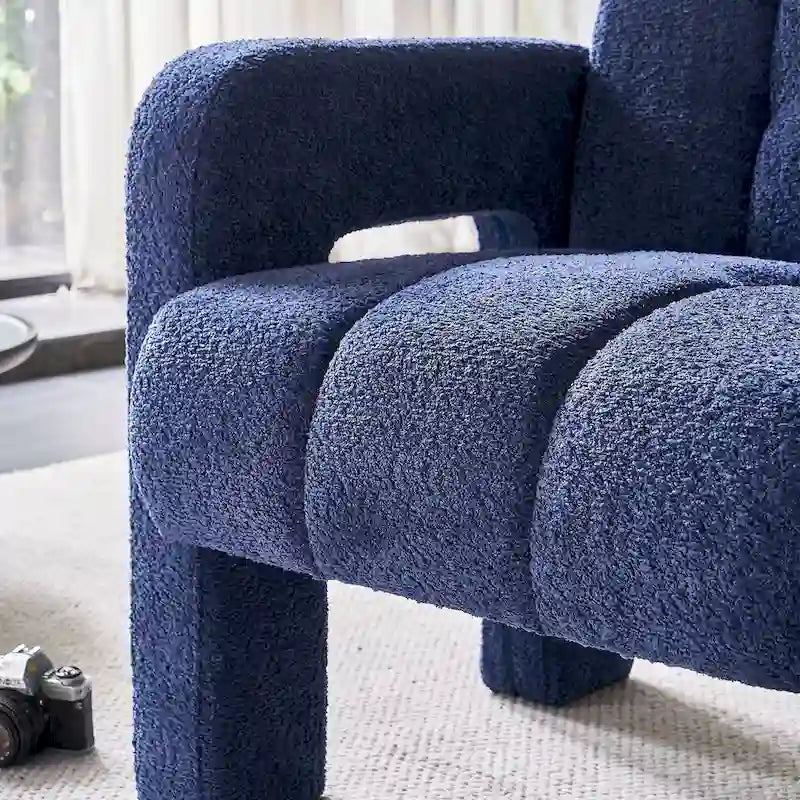 Fauteuil d'appoint en tissu bouclette gris foncé / orange / jaune / vert / beige / marine, style moderne, 1 personne