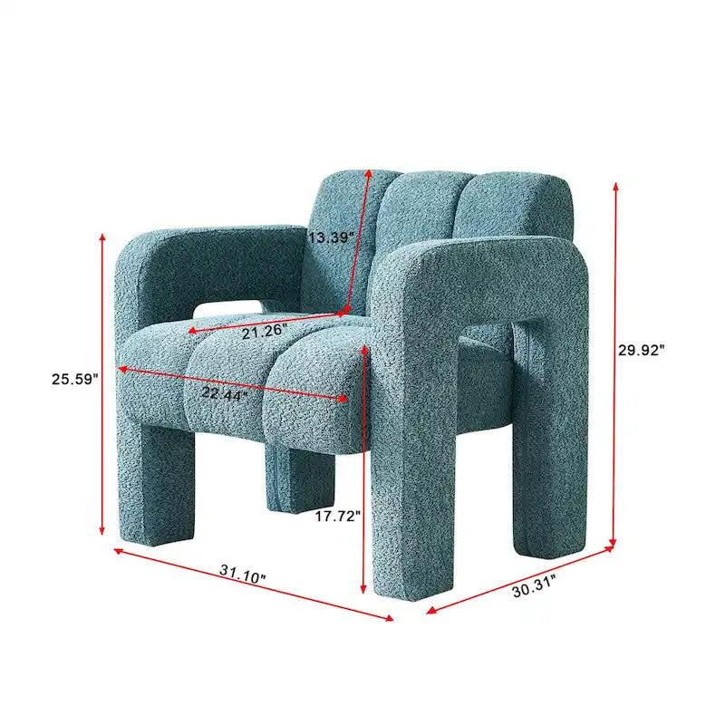 Fauteuil d'appoint en tissu bouclette gris foncé / orange / jaune / vert / beige / marine, style moderne, 1 personne