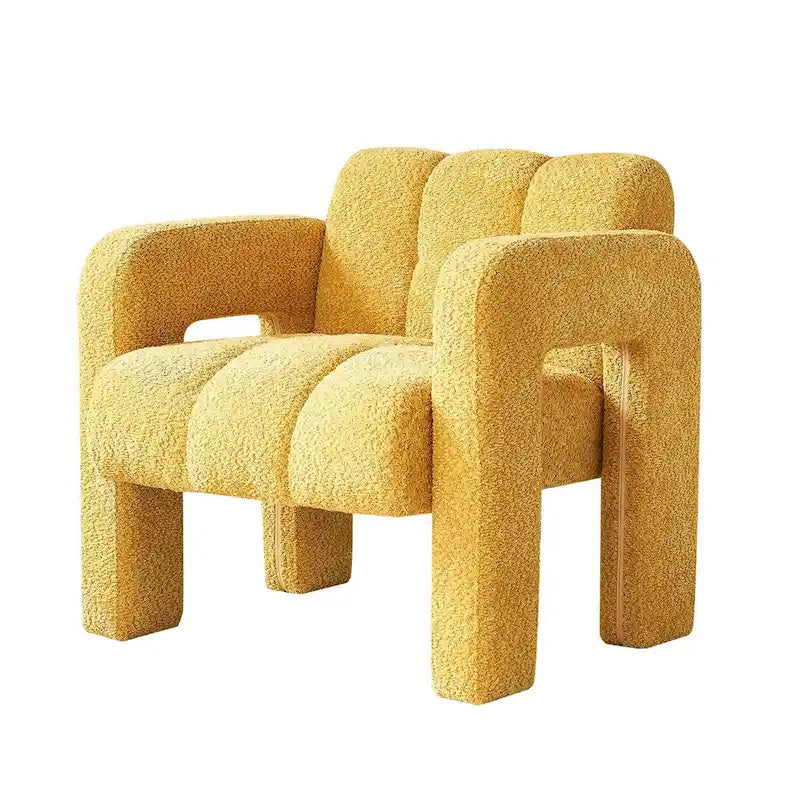Fauteuil d'appoint en tissu bouclette gris foncé / orange / jaune / vert / beige / marine, style moderne, 1 personne