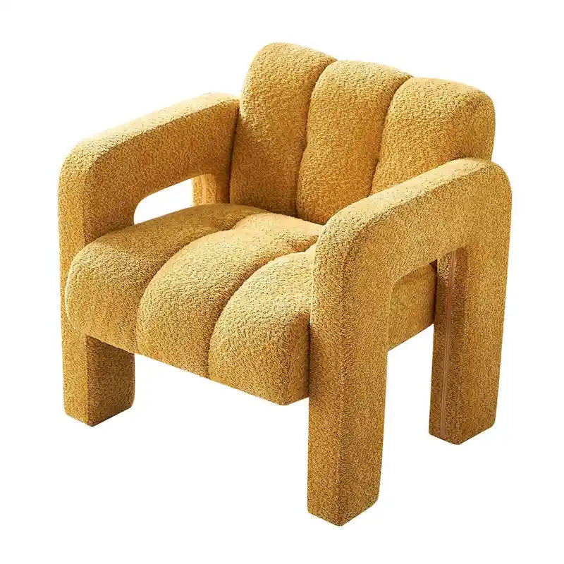 Fauteuil d'appoint en tissu bouclette gris foncé / orange / jaune / vert / beige / marine, style moderne, 1 personne