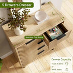 Commode blanche cannelée à 5 tiroirs pour 1 personne