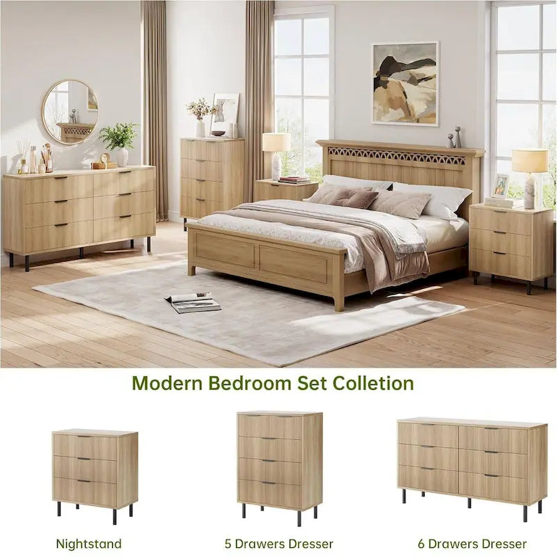 Commode blanche cannelée à 5 tiroirs pour 1 personne