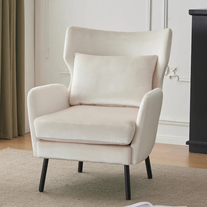 Fauteuil d'appoint à dossier haut en velours vert/violet/beige, simple