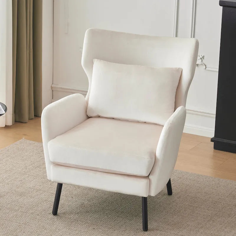 Fauteuil d'appoint à dossier haut en velours vert/violet/beige, simple