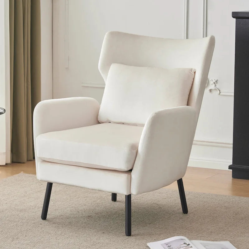 Fauteuil d'appoint à dossier haut en velours vert/violet/beige, simple