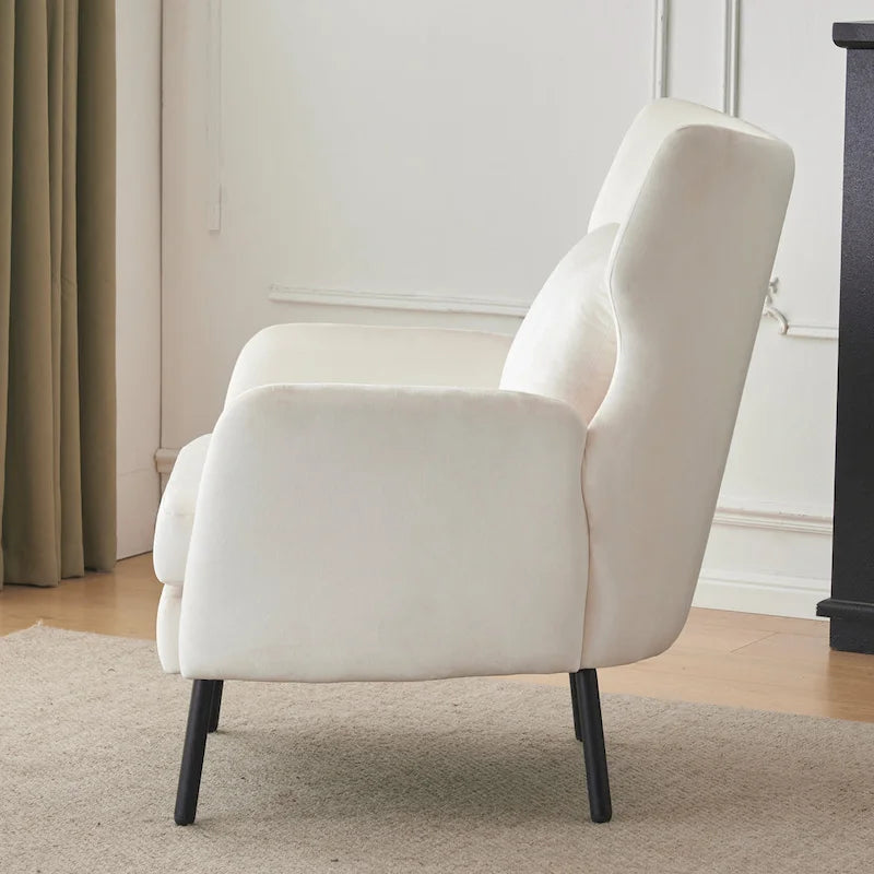 Fauteuil d'appoint à dossier haut en velours vert/violet/beige, simple