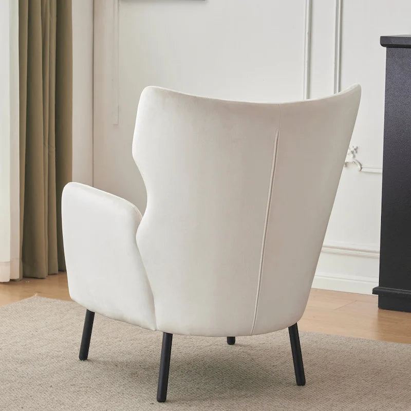 Fauteuil d'appoint à dossier haut en velours vert/violet/beige, simple