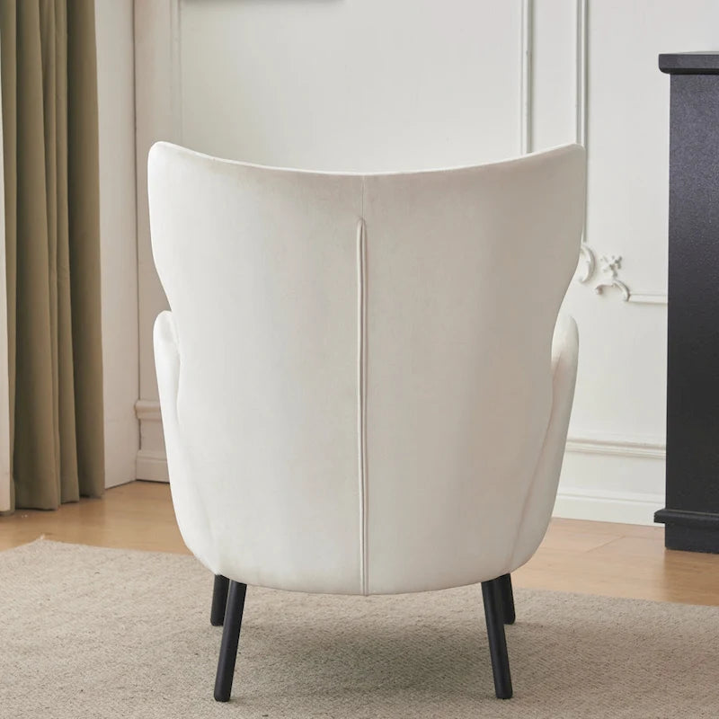 Fauteuil d'appoint à dossier haut en velours vert/violet/beige, simple