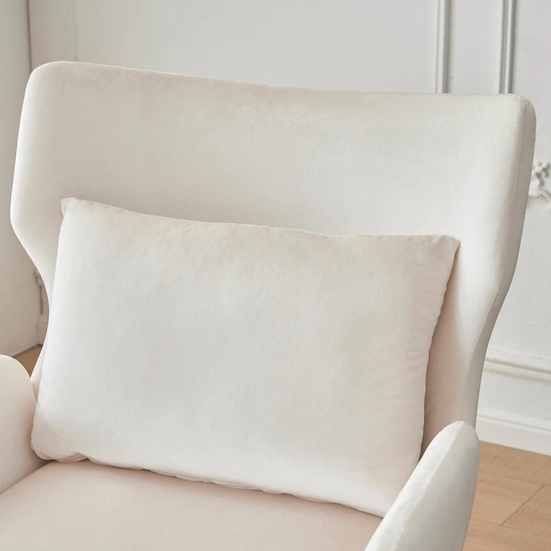 Fauteuil d'appoint à dossier haut en velours vert/violet/beige, simple