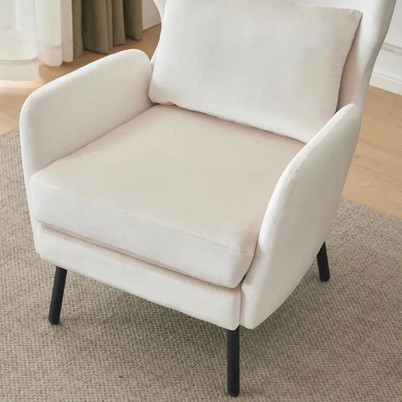 Fauteuil d'appoint à dossier haut en velours vert/violet/beige, simple