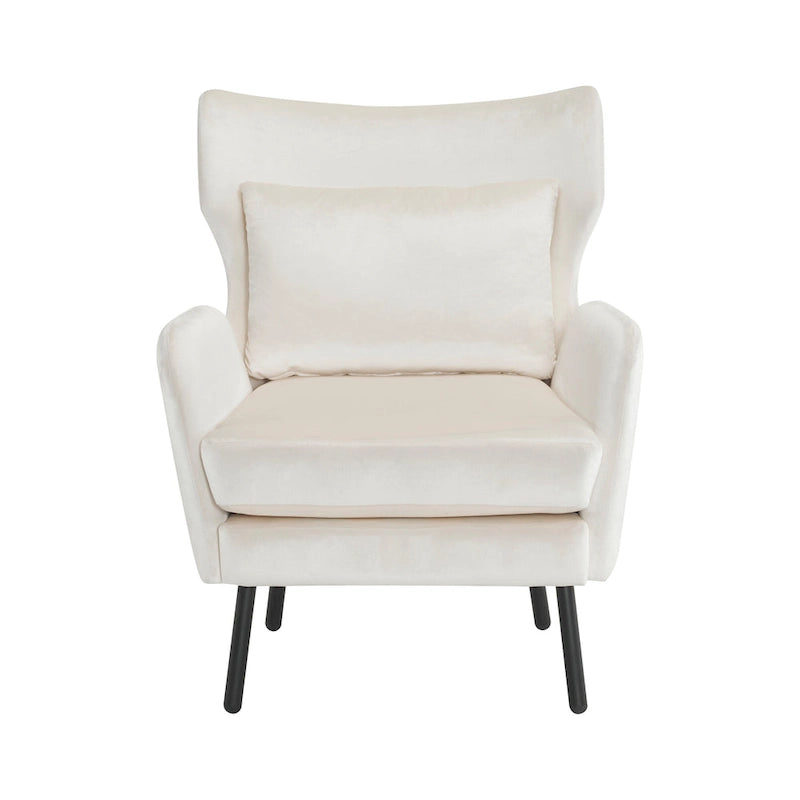 Fauteuil d'appoint à dossier haut en velours vert/violet/beige, simple