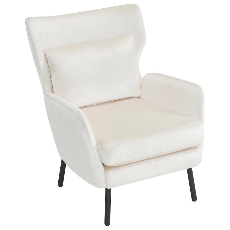 Fauteuil d'appoint à dossier haut en velours vert/violet/beige, simple