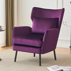 Fauteuil d'appoint à dossier haut en velours vert/violet/beige, simple