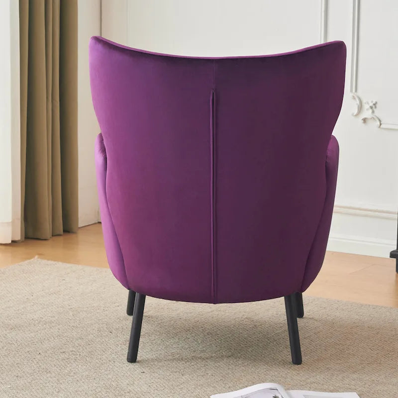 Fauteuil d'appoint à dossier haut en velours vert/violet/beige, simple