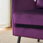 Fauteuil d'appoint à dossier haut en velours vert/violet/beige, simple