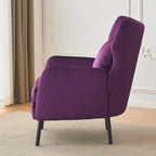 Fauteuil d'appoint à dossier haut en velours vert/violet/beige, simple