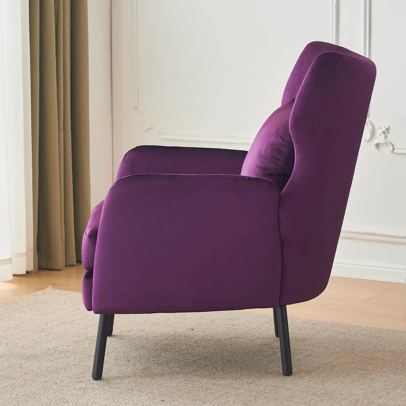 Fauteuil d'appoint à dossier haut en velours vert/violet/beige, simple