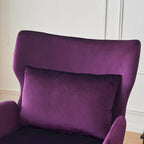 Fauteuil d'appoint à dossier haut en velours vert/violet/beige, simple