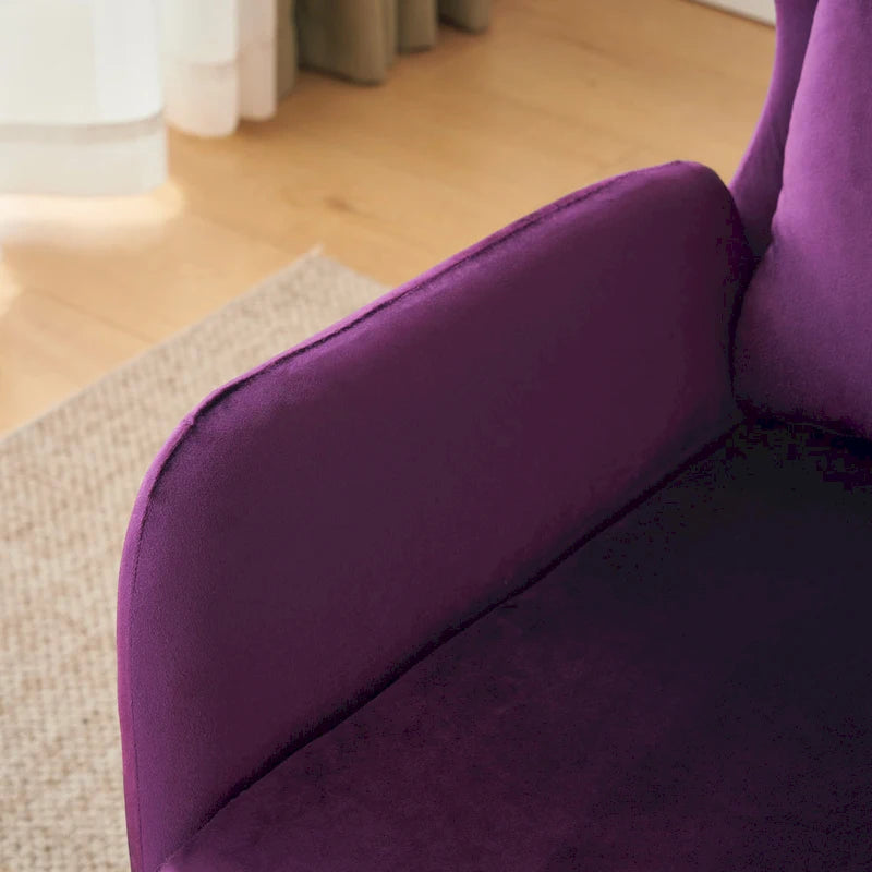 Fauteuil d'appoint à dossier haut en velours vert/violet/beige, simple