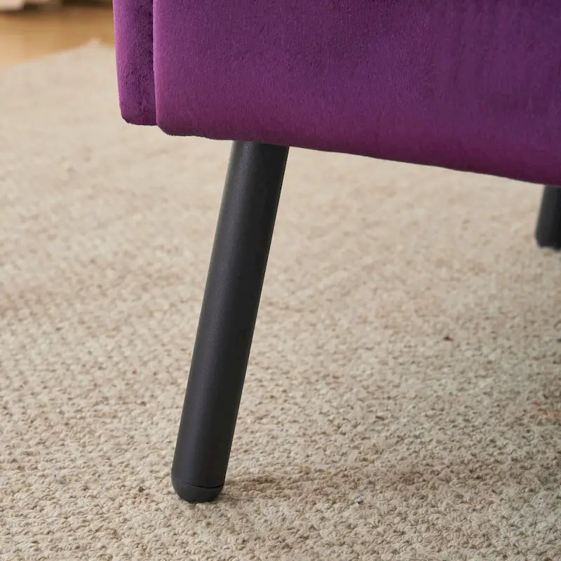 Fauteuil d'appoint à dossier haut en velours vert/violet/beige, simple