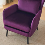 Fauteuil d'appoint à dossier haut en velours vert/violet/beige, simple