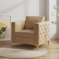 Fauteuil d'appoint capitonné en velours kaki, une place