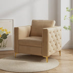 Fauteuil d'appoint capitonné en velours kaki, une place