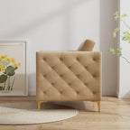 Fauteuil d'appoint capitonné en velours kaki, une place