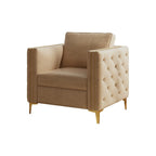 Fauteuil d'appoint capitonné en velours kaki, une place